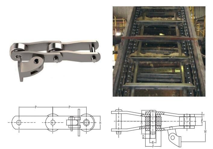 Bagasse carrier chain for sugar mill bagasse conveying