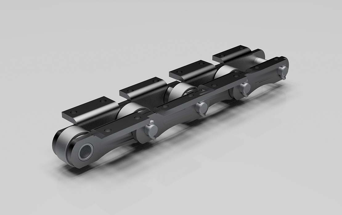 Industrial conveyor chain for material movement systems